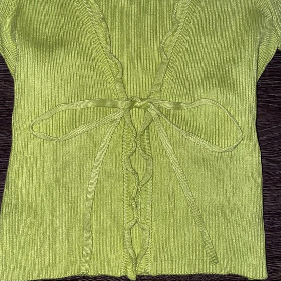 Lovers+Friends | Halina Tie Front Cardigan - Lime Green XS - Picture 5 of 7